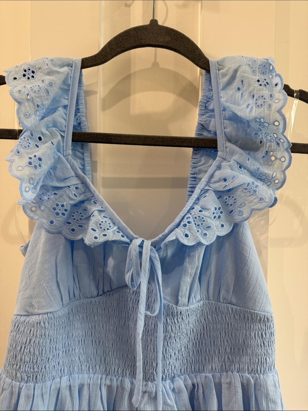 Light Blue Sundress with Eyelet Ruffle - Picture 4 of 7